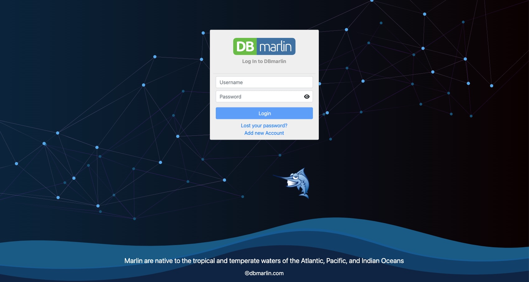 DBmarlin login screen